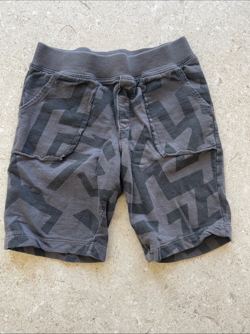 Kids' Charcoal Geometric Drawstring Shorts